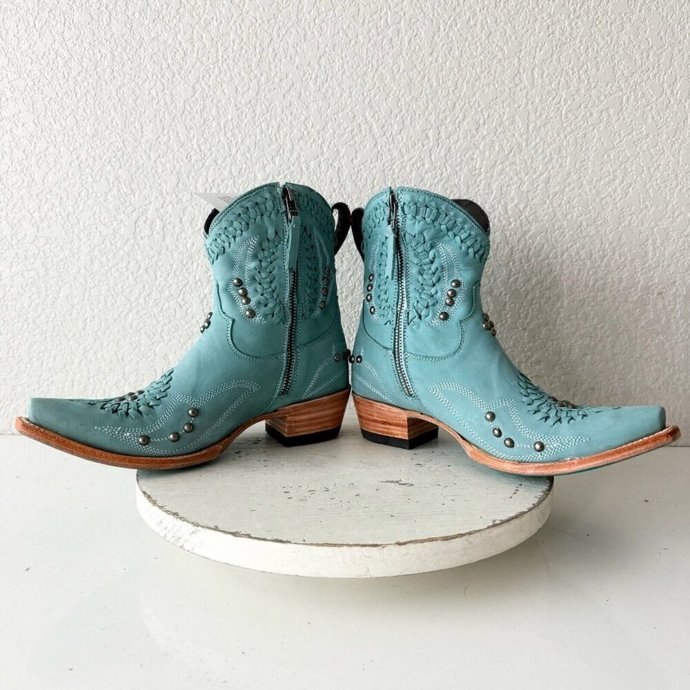 Lane COSSETTE Womens Cowboy Booties 6.5 Western Cowgirl Blue Short Ankle Boots - Picture 8 of 13